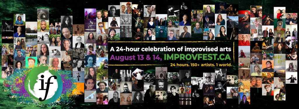 banner imagen de retratos y lectura de texto Celebración de 24 horas de improvisación 