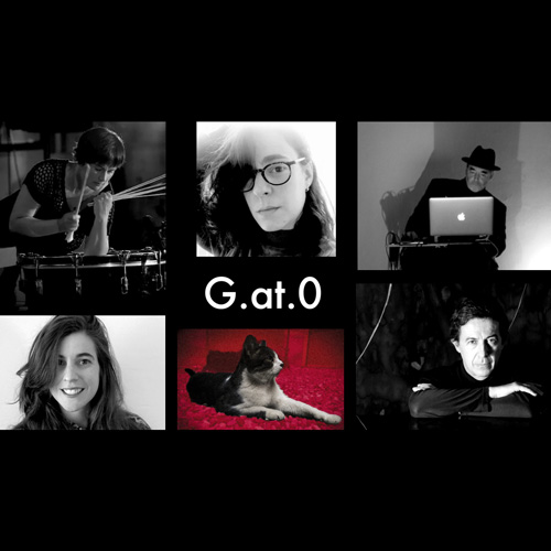 Photo of six images, 5 are black and white photos of people, the last one is a cat (G.at.0 (Pedro Alcalde, Núria Andorrà, Marina Hervás, Wade Matthews, HenarRivière)