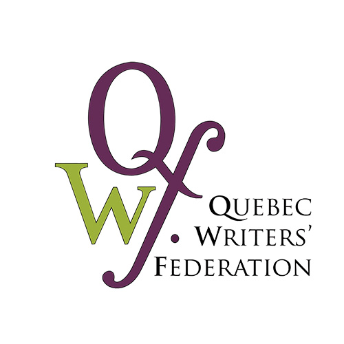 Green and purple decorative logo (Quebec Writers' Federation)